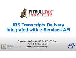 Demonstration of PitBullTax's IRS Transcripts tool