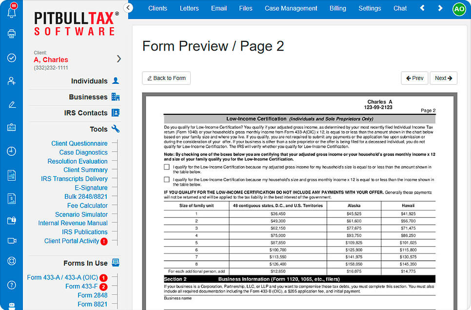 A screenshot of the enhanced forms tool