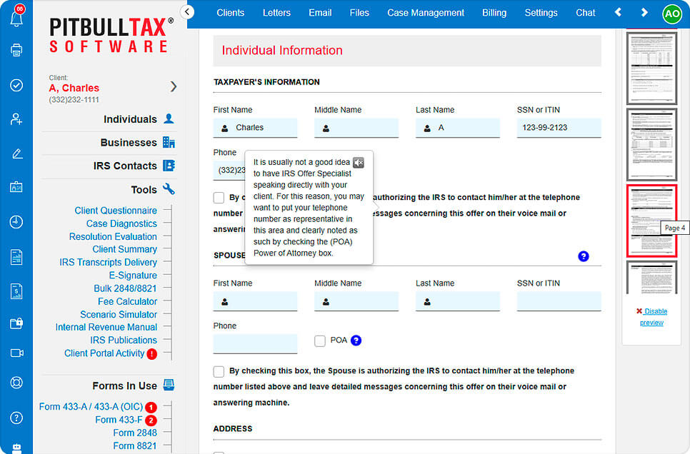 A screenshot showing one of the expert tips that you can find throughout PitBullTax