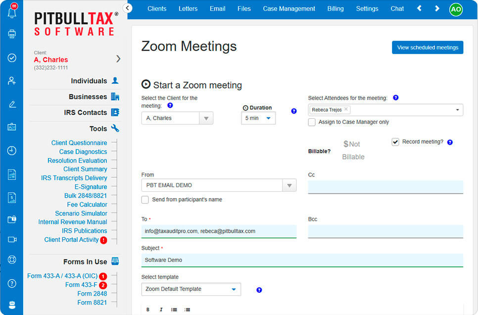 Schedule and record conversations with your clients using Zoom